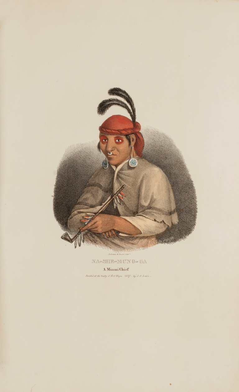 NA-SHE-MUNG-GA, en Miami-hövding, från The Aboriginal Portfolio av James Otto Lewis