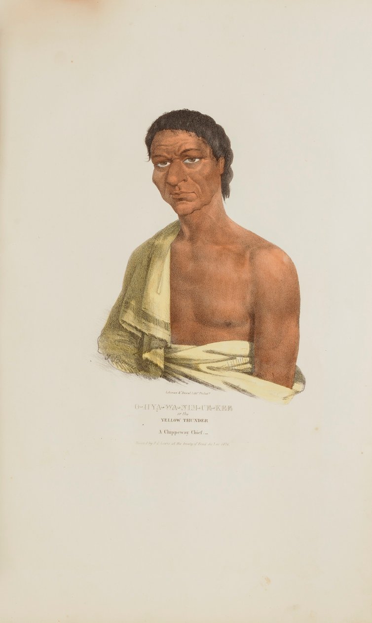 O-HYA-WA-NIM-CE-KEE eller Yellow Thunder; En Chippewayhövding, från The Aboriginal Portfolio av James Otto Lewis