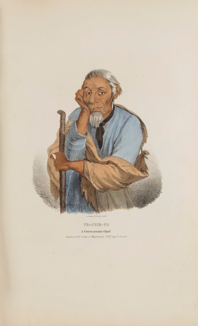 PE-CHE-CO; En hövding från Pottowattomie, från The Aboriginal Portfolio av James Otto Lewis