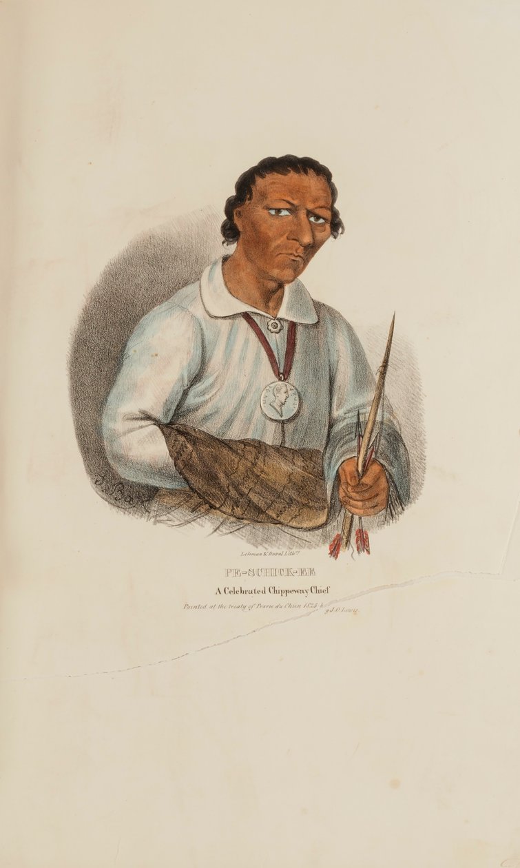 PE-SCHICK-EE; En hyllad Chippewayhövding, från The Aboriginal Portfolio av James Otto Lewis