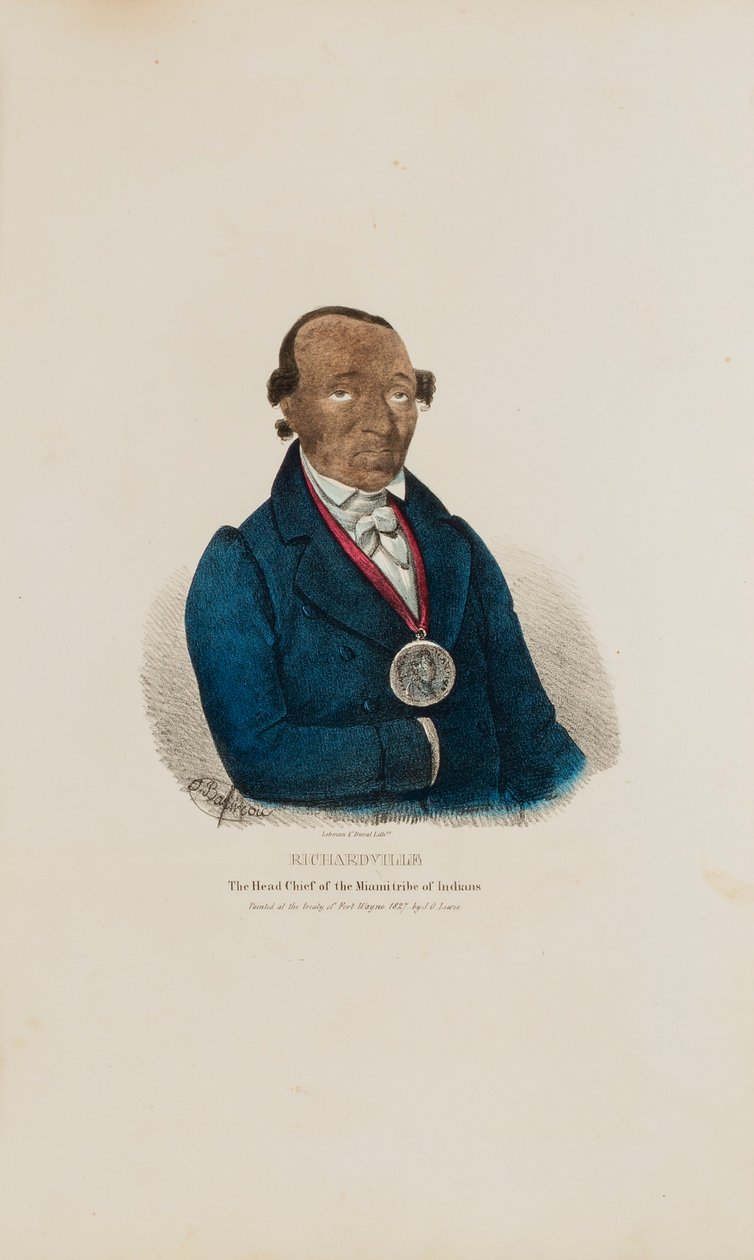 RICHARDVILLE; Överhövdingen för indianernas Miami-stam, från The Aboriginal Portfolio av James Otto Lewis
