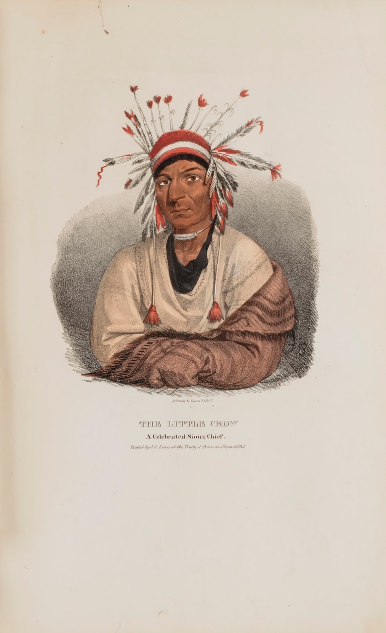 THE LITTLE CROW, en berömd siouxhövding, från The Aboriginal Portfolio av James Otto Lewis