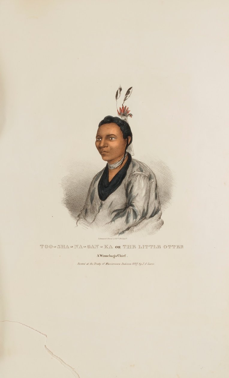 TOO-SHA-NA-GAN-KA eller The Little Otter; A Winnebago Chief, från The Aboriginal Portfolio av James Otto Lewis