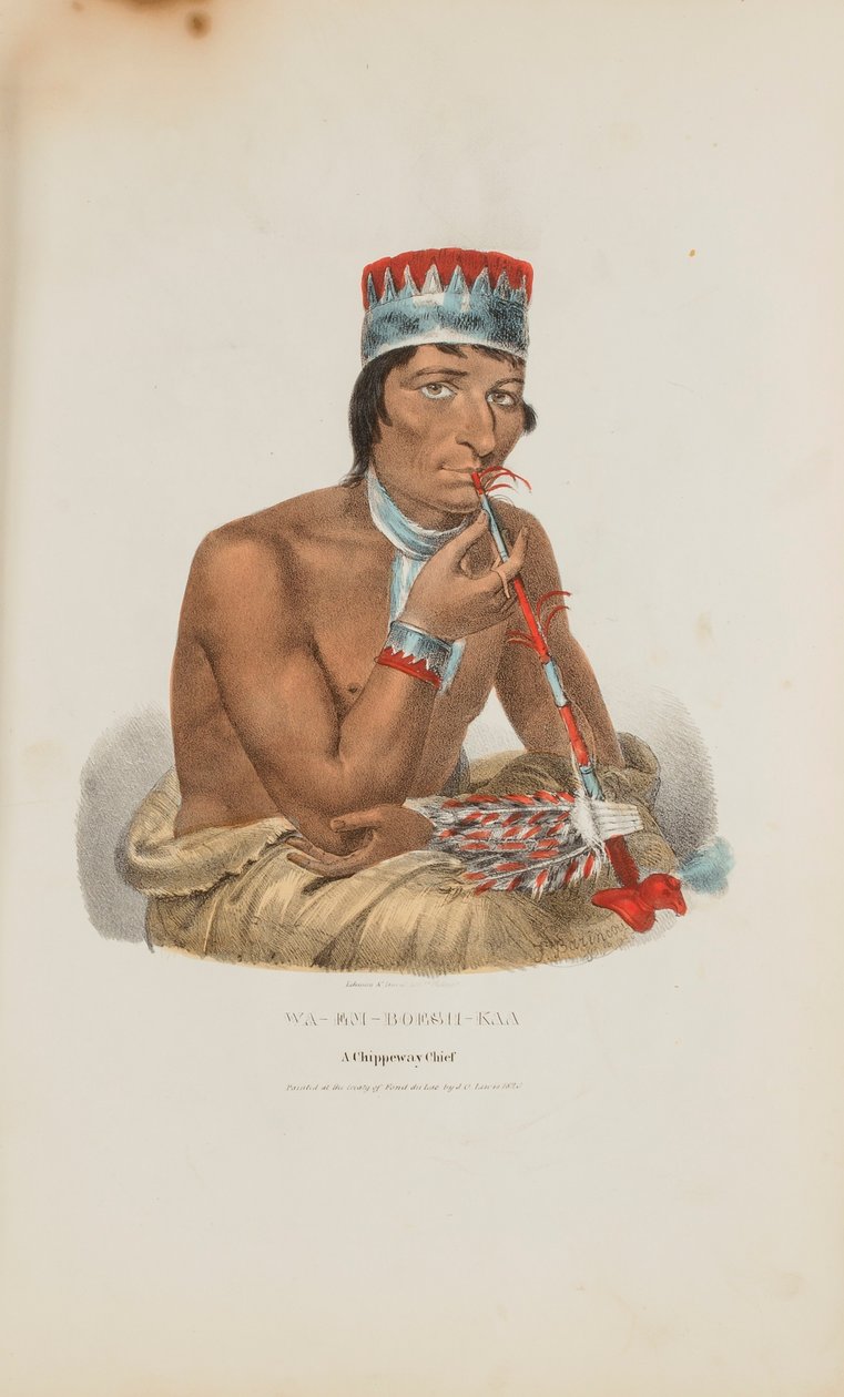 WA-EM-BOESH-KAA; En Chippewayhövding, från The Aboriginal Portfolio av James Otto Lewis