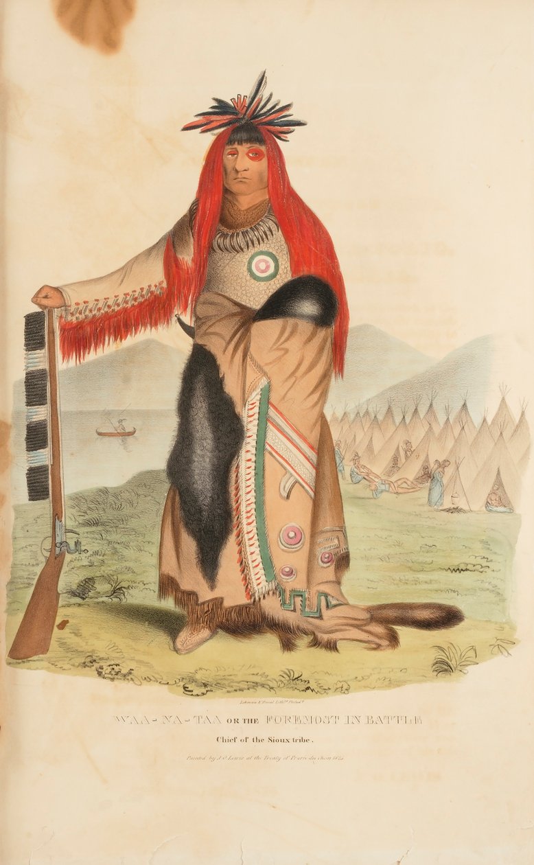 WAA-NA-TAA eller den främste i strid; hövding för Sioux-stammen, från The Aboriginal Portfolio av James Otto Lewis