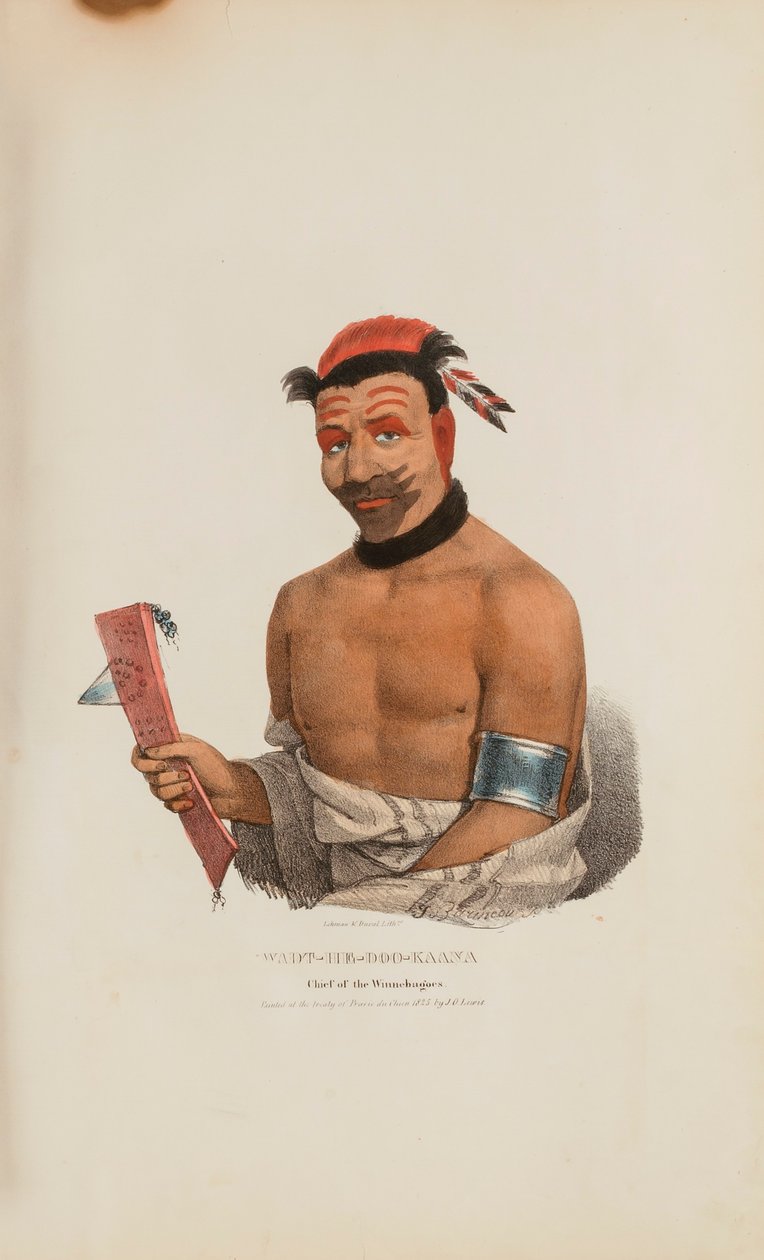 WADT-HE-DOO-KAANA; hövding för Winnebagoes, från The Aboriginal Portfolio av James Otto Lewis