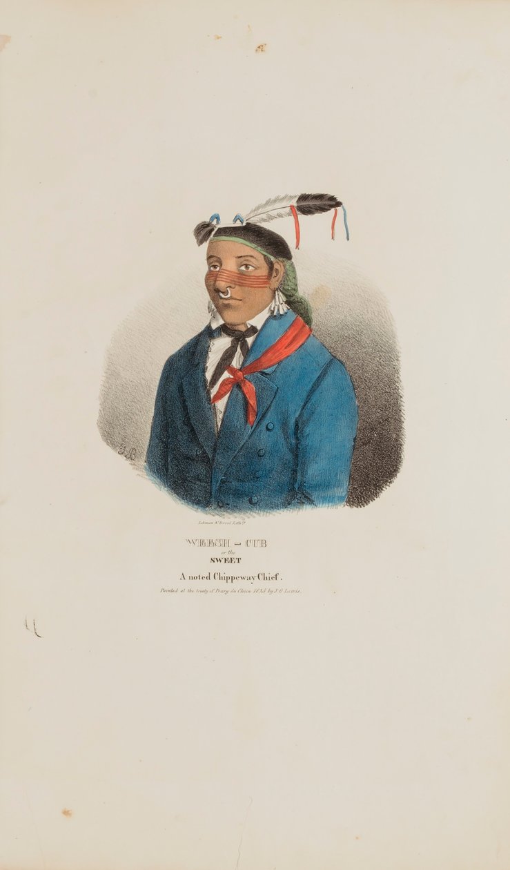 WEESH-CUB eller den söta; En känd Chippewayhövding, från The Aboriginal Portfolio av James Otto Lewis