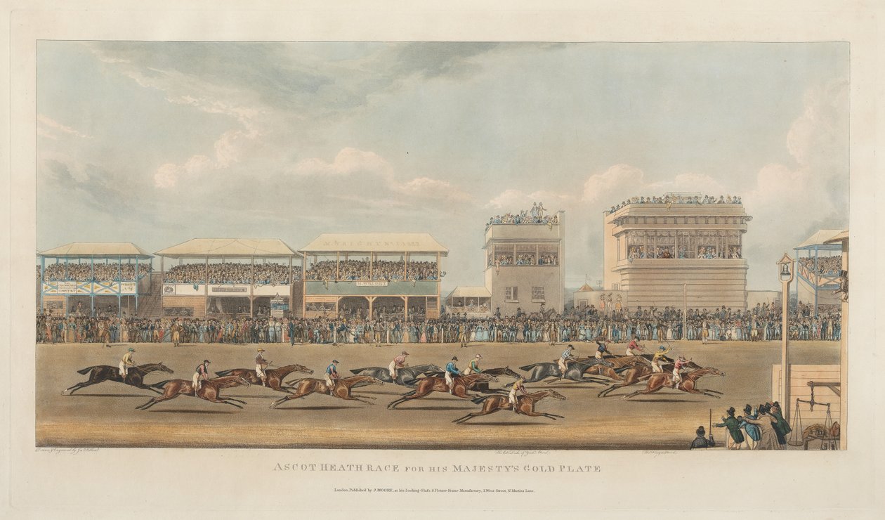 Kapplöpning på Ascot Heath om Hans Majestäts guldskål av James Pollard
