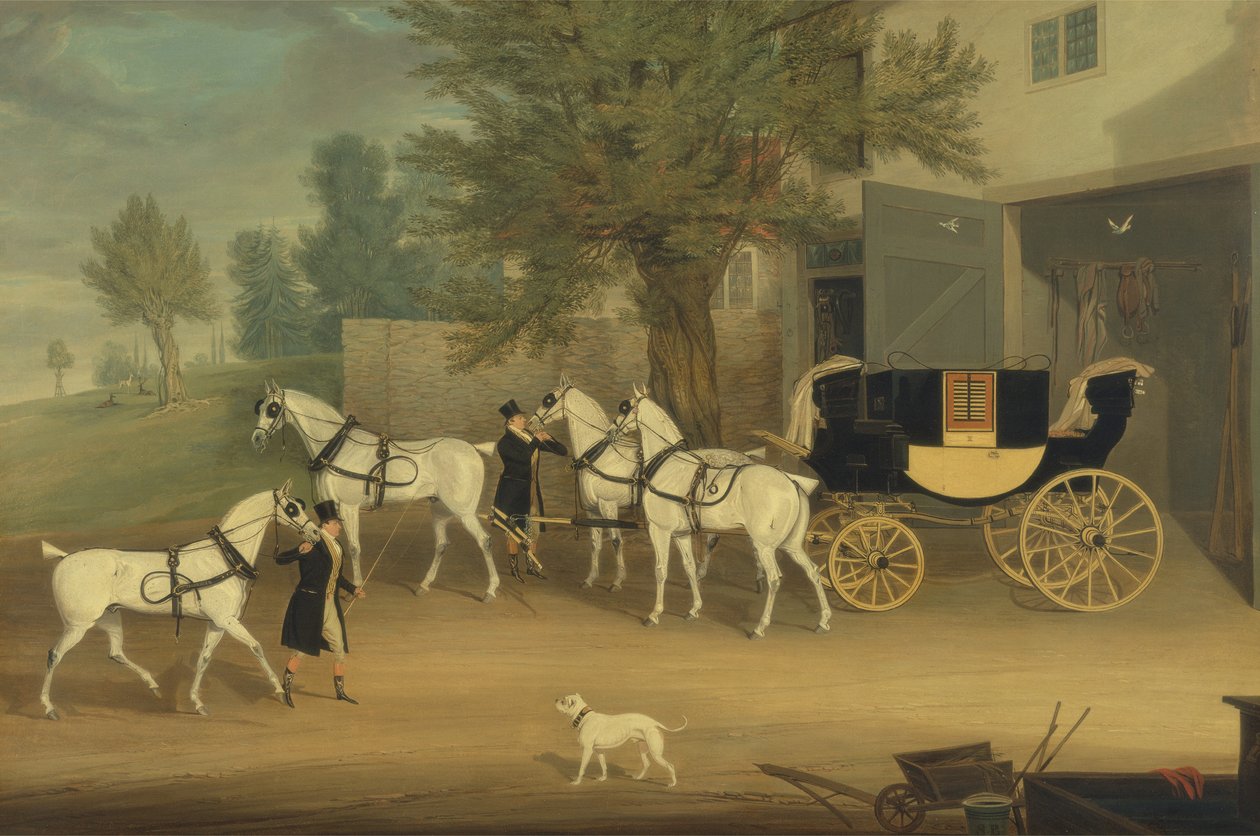 John Smith Barrys Private Drag and Grey Team i Marbury Hall, Cheshire (olja på duk) av James Pollard
