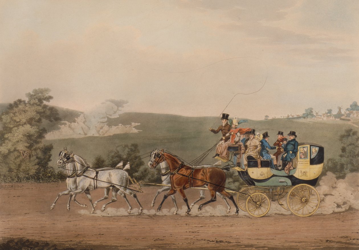Patent Stage Coach (färgad gravyr) av James Pollard
