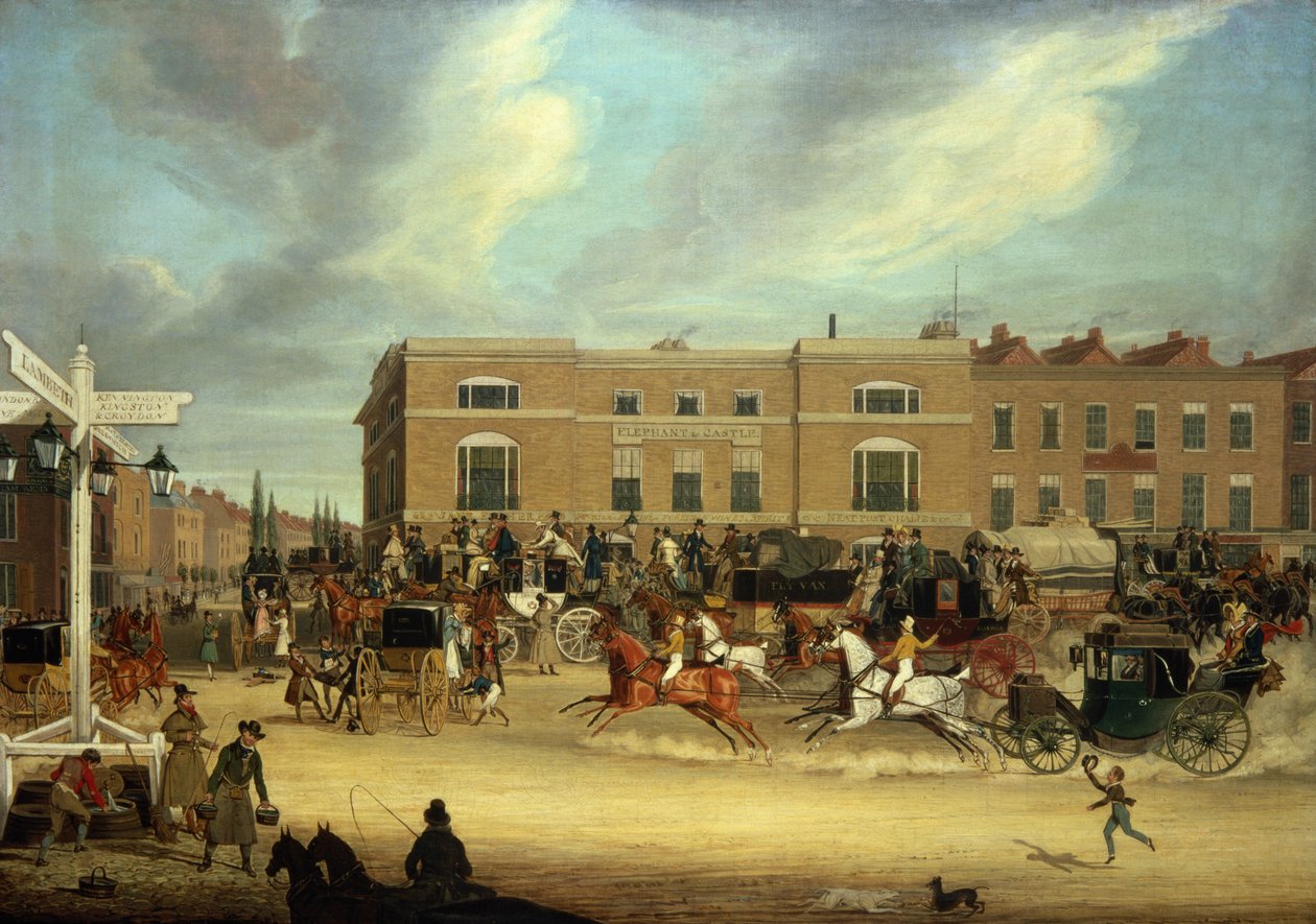 Elefanten och slottet på Brighton Road av James Pollard