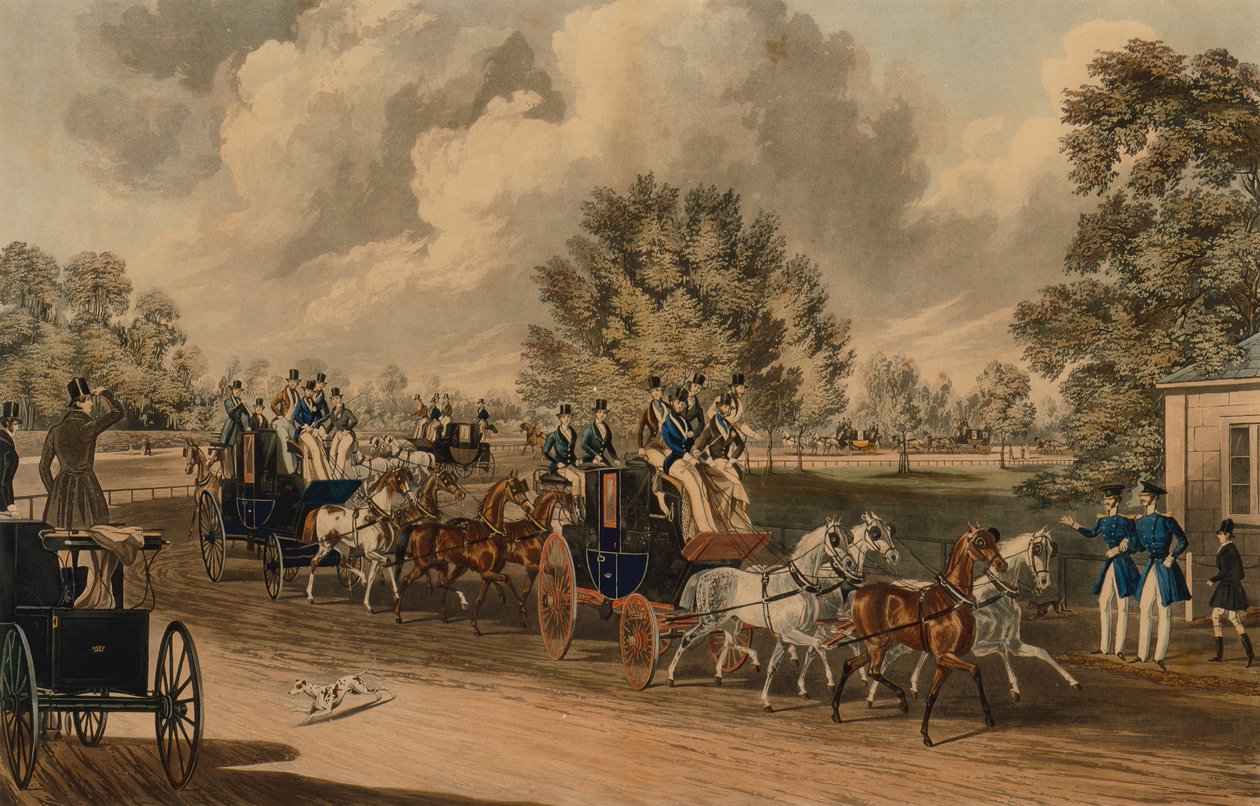 The Four in Hand Club, Hyde Park (färgad gravyr) av James Pollard
