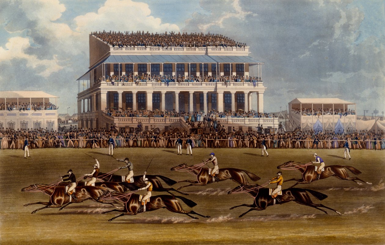 The Grand Stand at Epsom Races, tryck gjord av Charles Hunt, 1836 (akvatint) av James Pollard