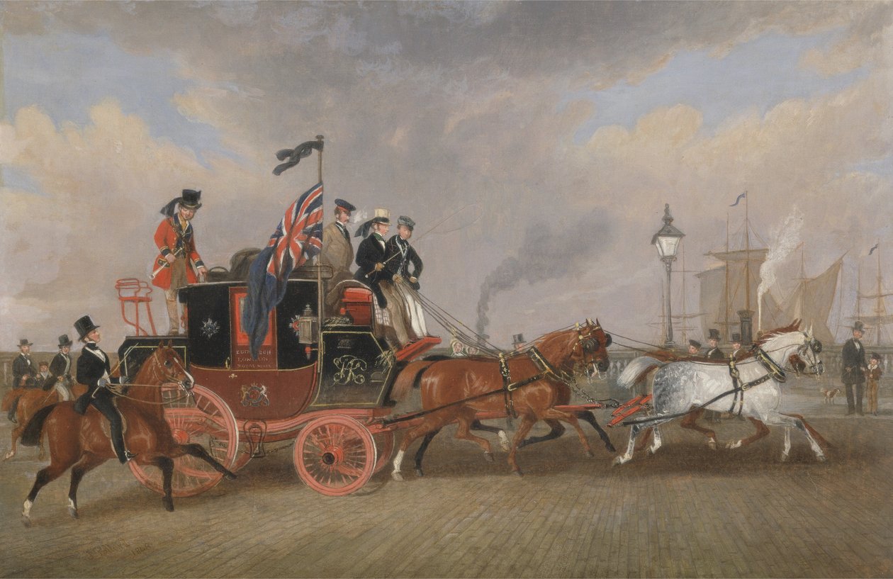 "The Last of the Mail Coaches": Edinburgh-London Royal Mail i Newcastle-upon-Tyne, 5 juli 1847 av James Pollard
