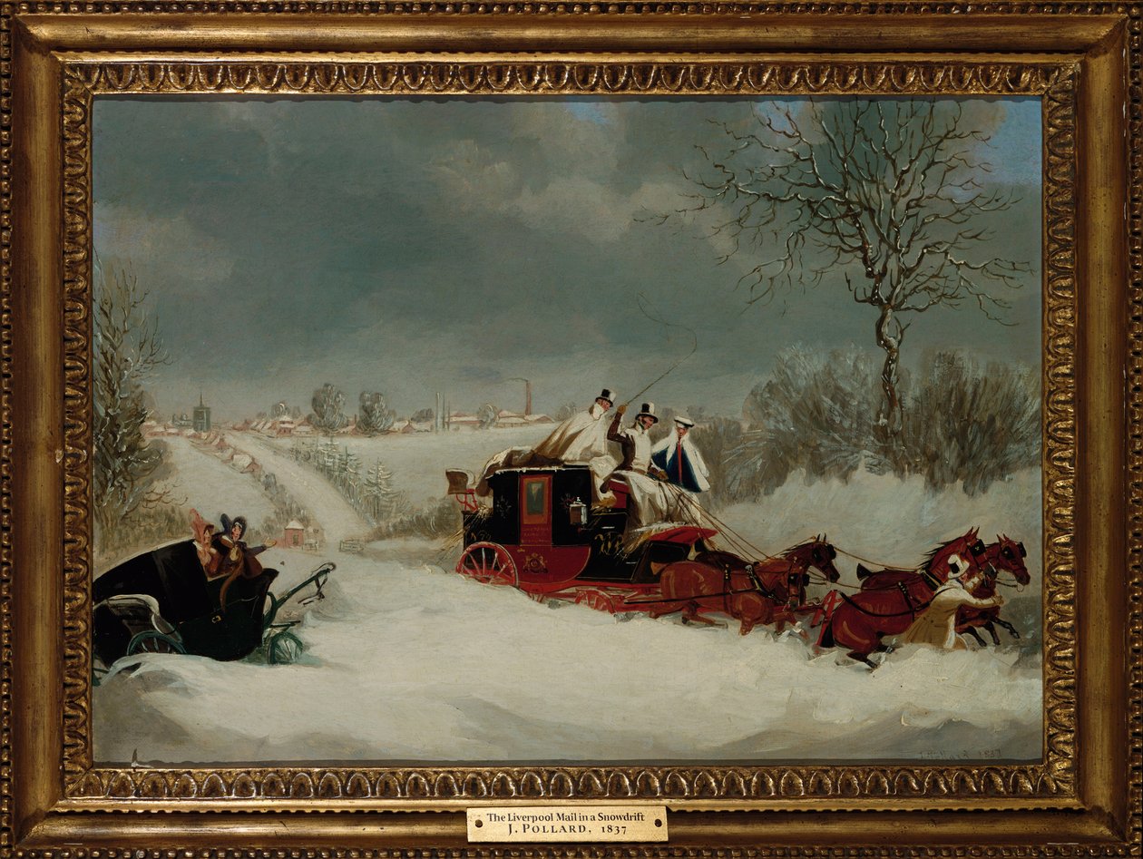 The Liverpool Mail in a Snowstorm nära St. Albans, 1837 av James Pollard
