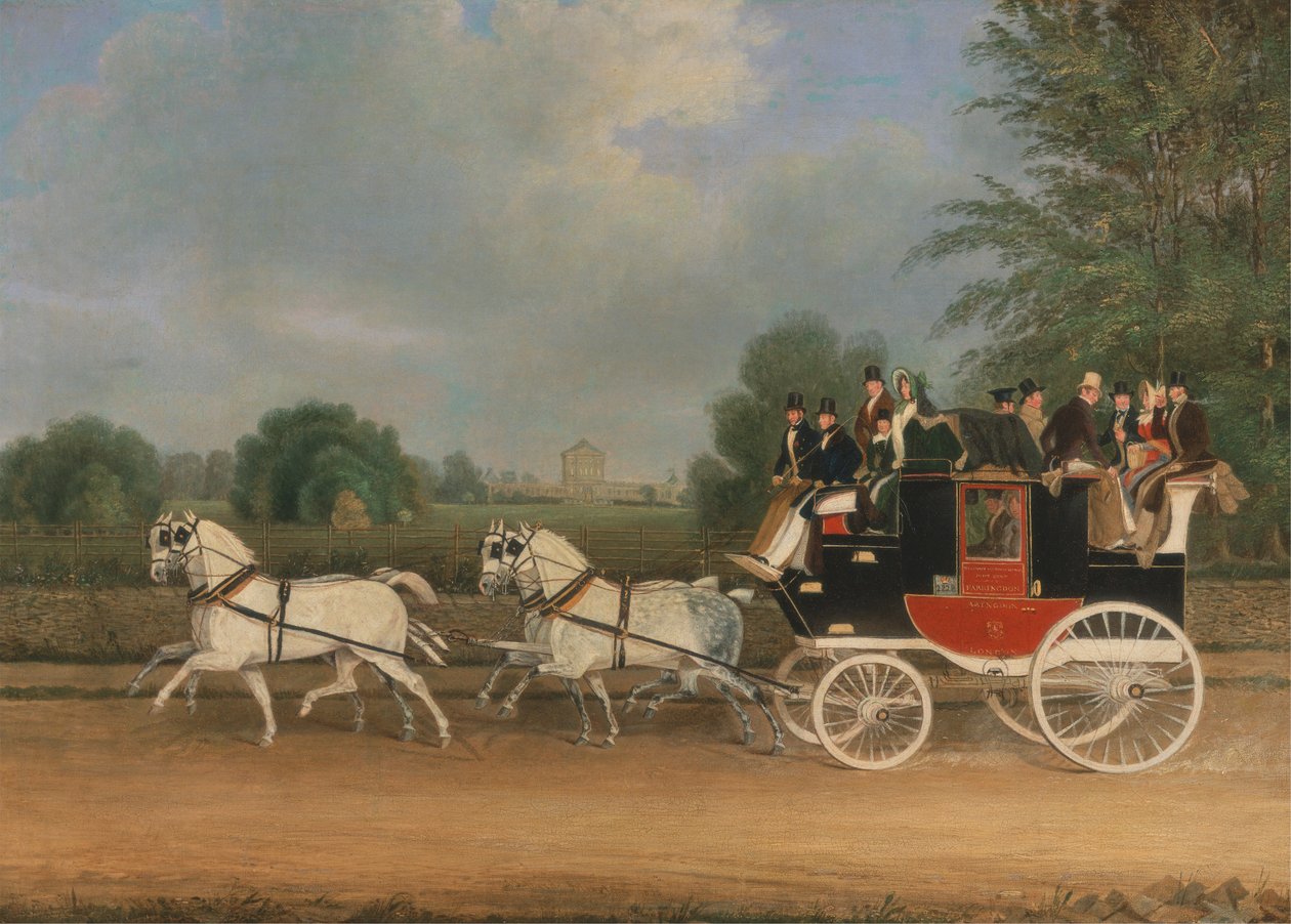 London-Faringdon Coach passerar Buckland House, Berkshire av James Pollard