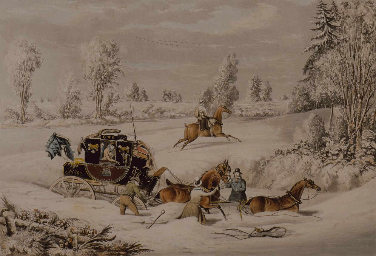 Postcoachen i en snödrift av James Pollard