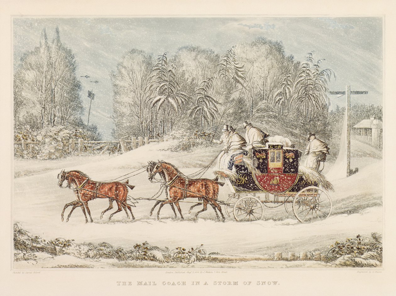 Postcoachen i en storm av snö, 1825 av James Pollard