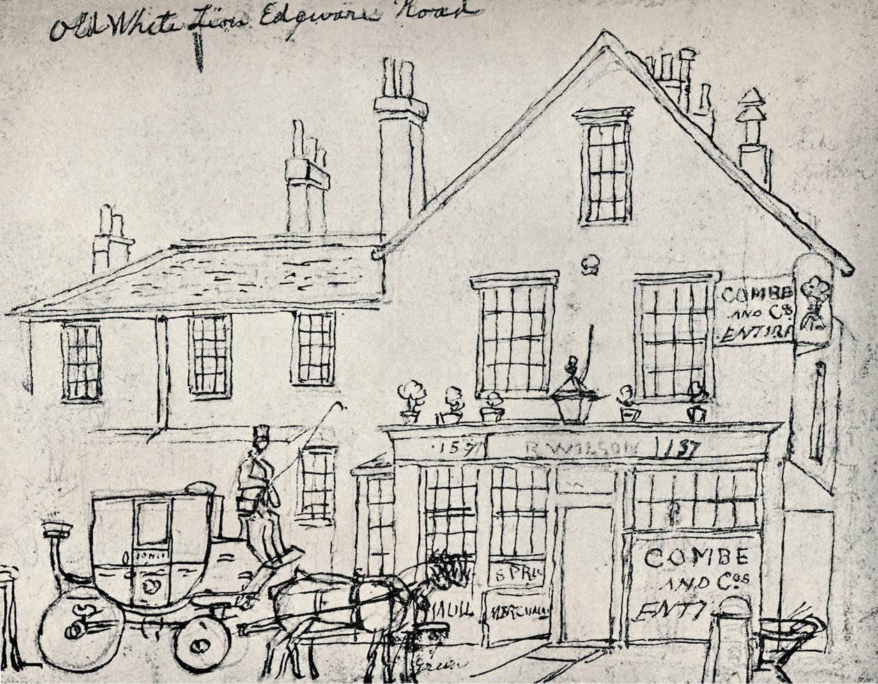 The Old White Lion, Edgware Road, c1821 av James Pollard