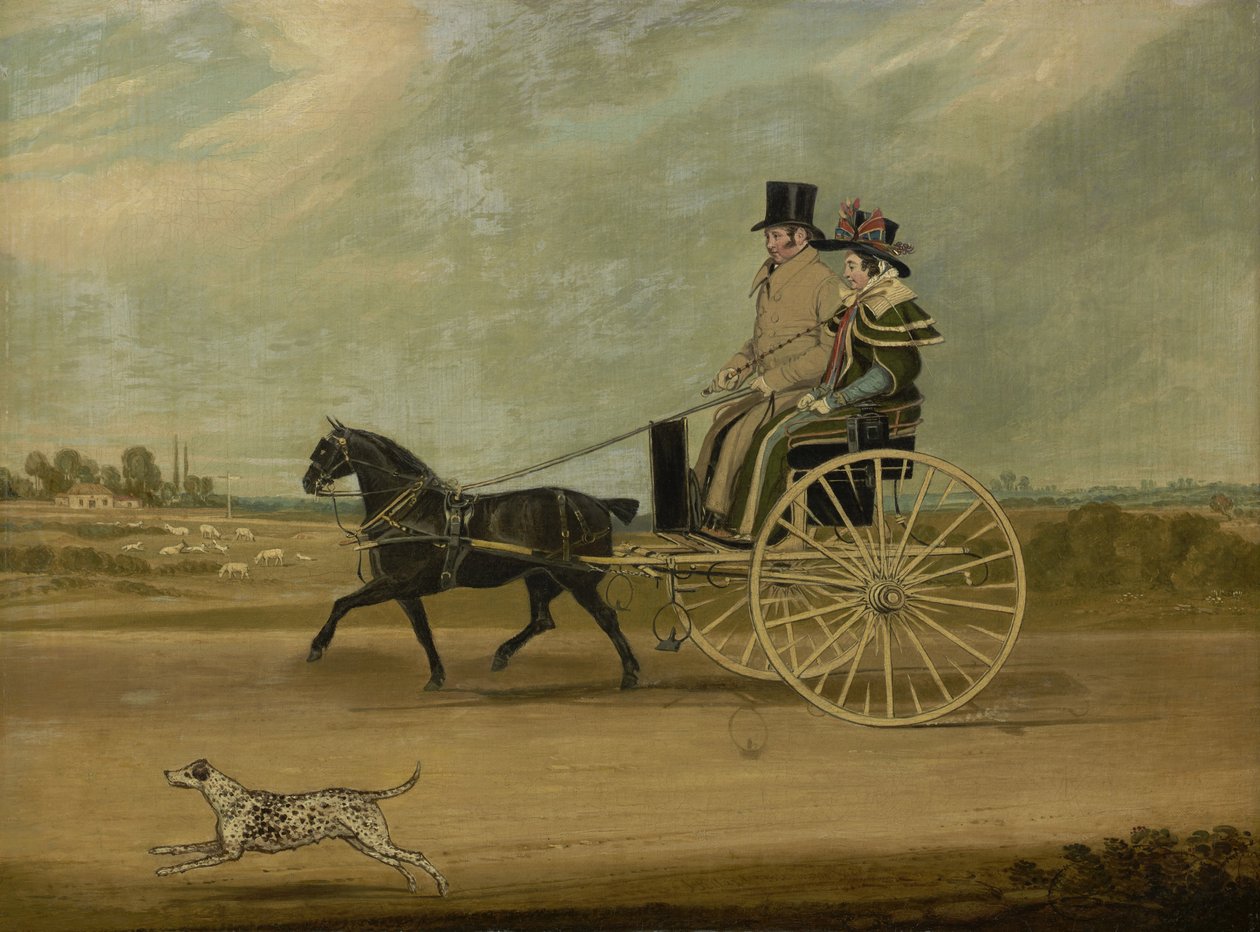 Tom Thumb med Peter Brown och hans fru på en spelning, 1828 av James Pollard