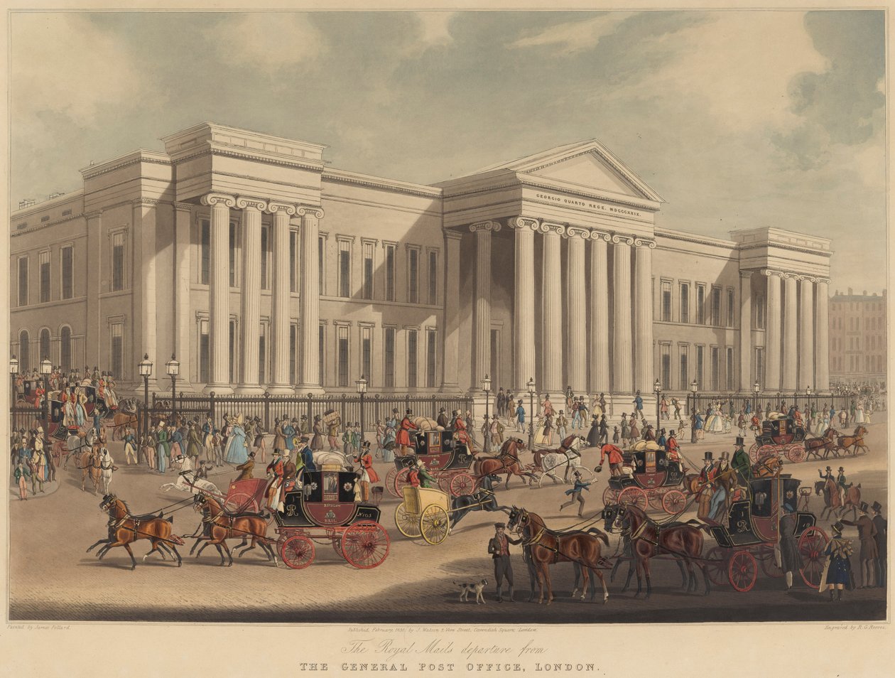 The Royal Mails Avgång från General Post Office, London av James Pollard after R.G. Reeve