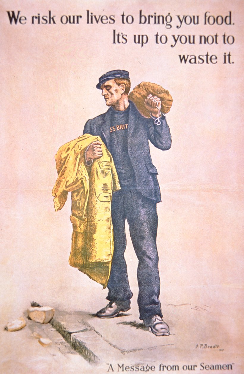 Brittisk affisch från första världskriget med sjöman av James Prinsep (after) Beadle