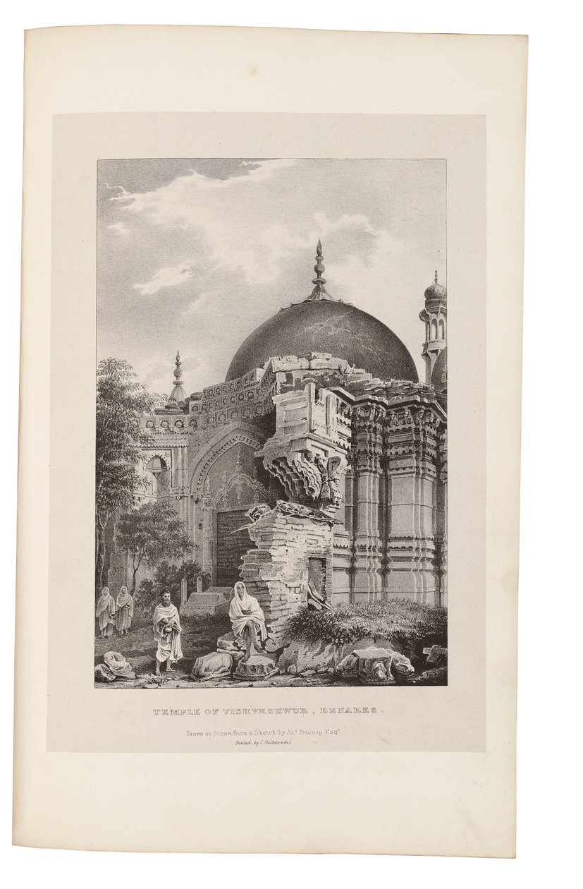 Vishweshwur-templet, Benares 1831-33 (litografi) av James Prinsep