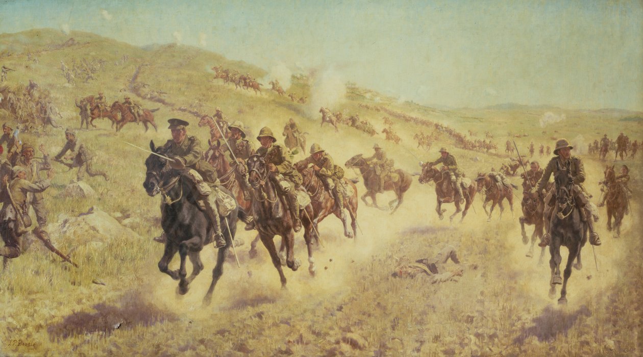 Palestina-kampanj: Den sjätte beridna brigadens aktion vid El Muhgar av James Prinsep Beadle