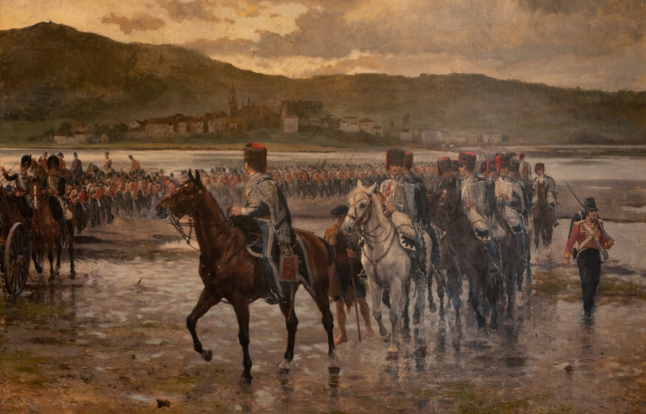 Passage of the Biddasoa av Wellingtons armé 7 oktober 1813 av James Prinsep Beadle