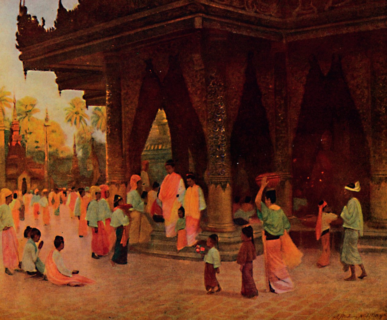 Tillbedjare vid en helgedom i Gautama, 1913 av James Raeburn Middleton