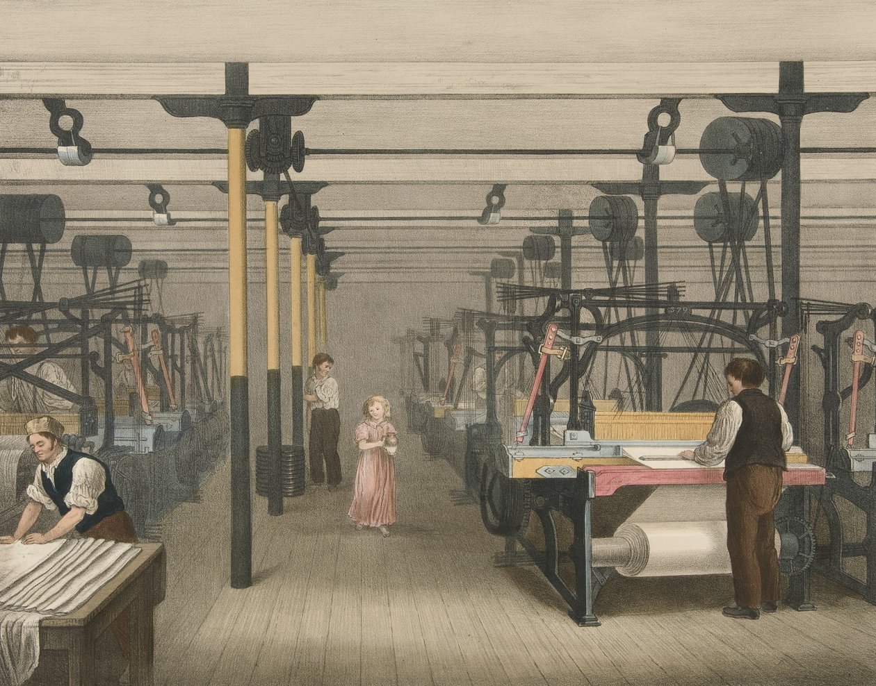 Weaving, Progress of Cotton nr 10, pub. 1840 av James Richard Barfoot