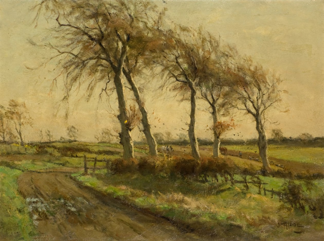 En öppen dag på vintern (olja på duk) av James Riddel