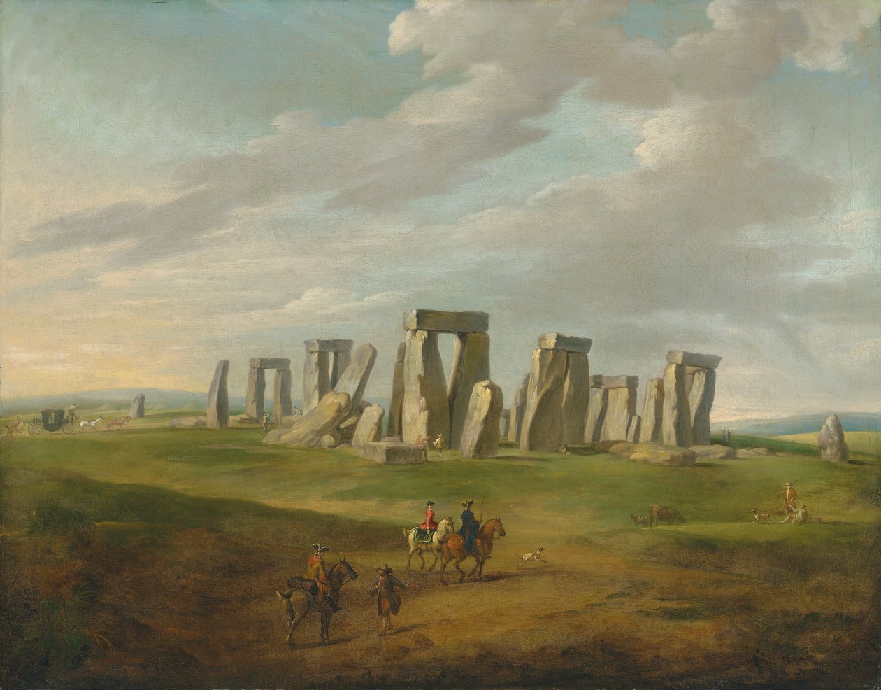 Stonehenge med vagn och resenärer på hästryggen av James Ross