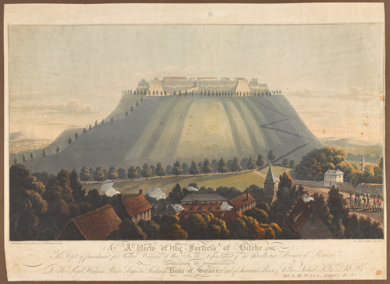 Utsikt över fästningen Bitche. En depå för straff för brittiska krigsfångar, 1799 av James Rouse