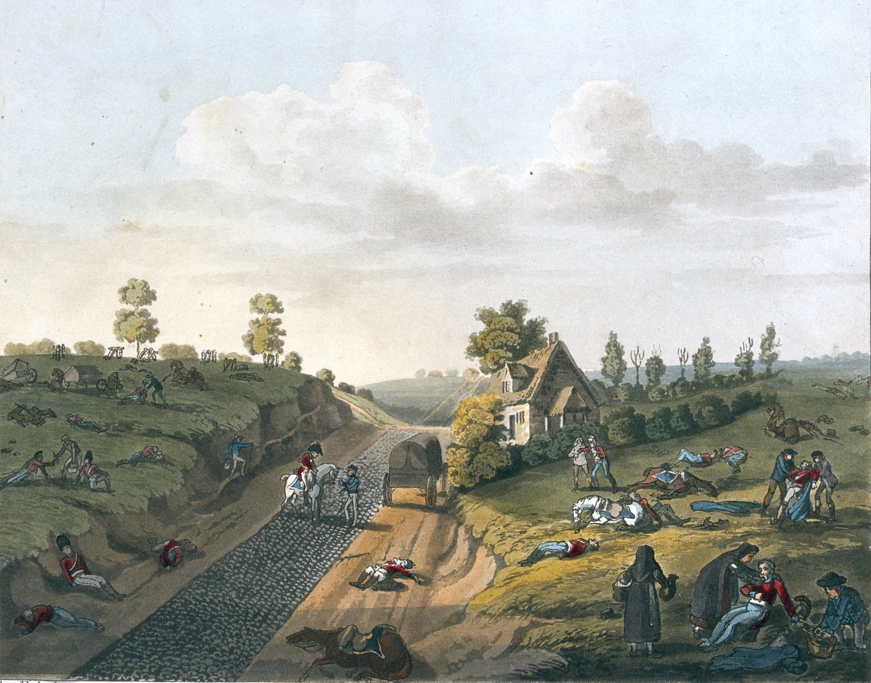 Utsikt över stugan i Valette, 1817 (färgad akvatint) av James Rouse
