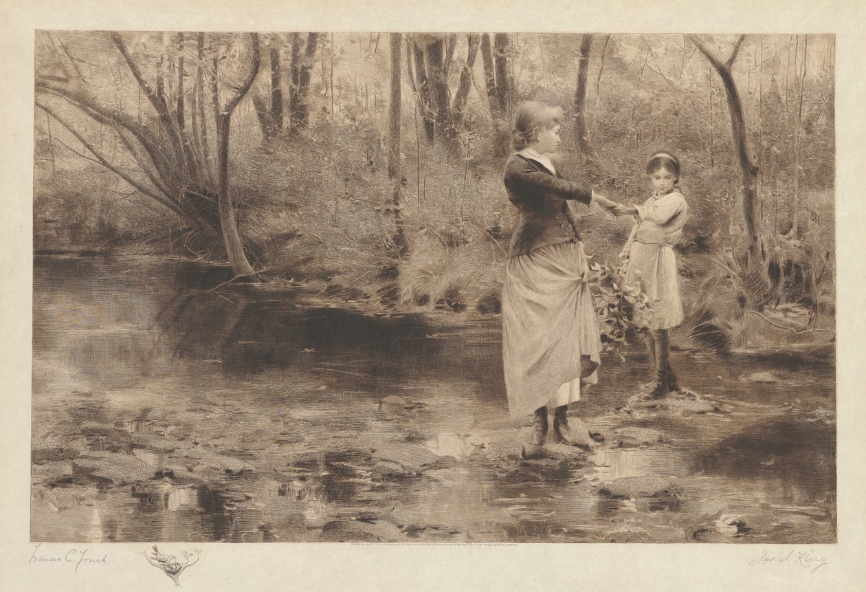 Untitled (Crossing A Brook In The Woods) av James S. King