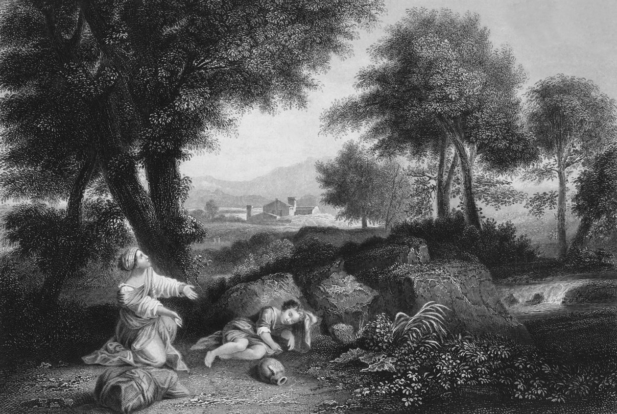 Och Guds ängel kallade till Hagar från himlen, mitten av slutet av 1800-talet av James Sands