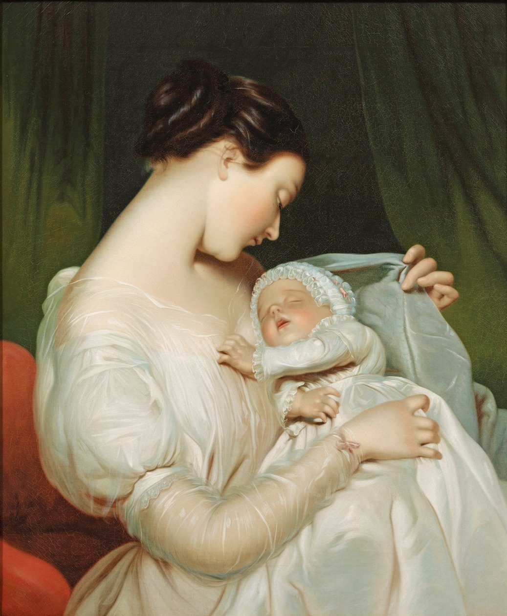 James Sant - Porträtt av konstnärens fru Elizabeth med sin dotter av James Sant