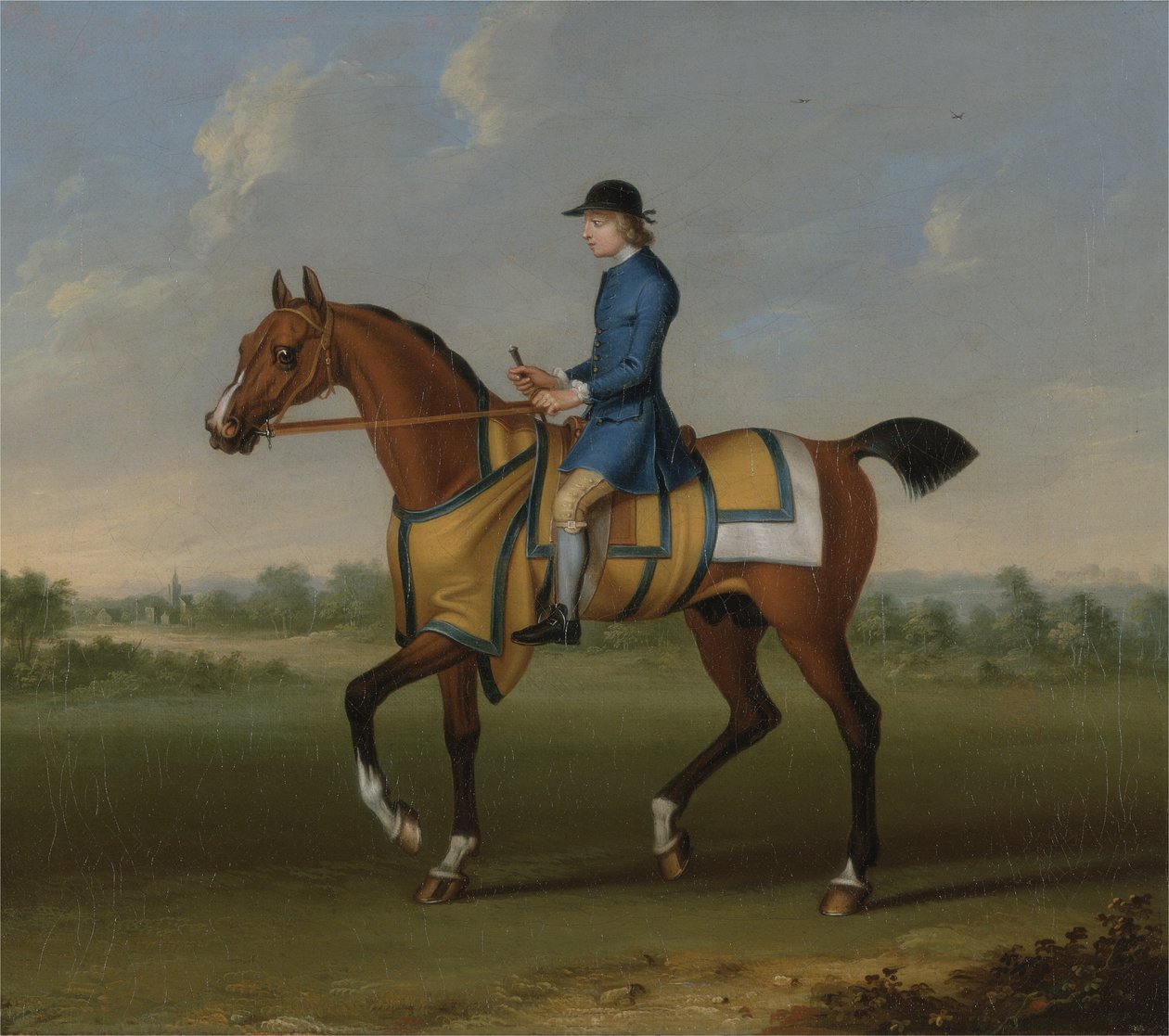 A Bay Racehorse with Jockey Up (olja på duk) av James Seymour
