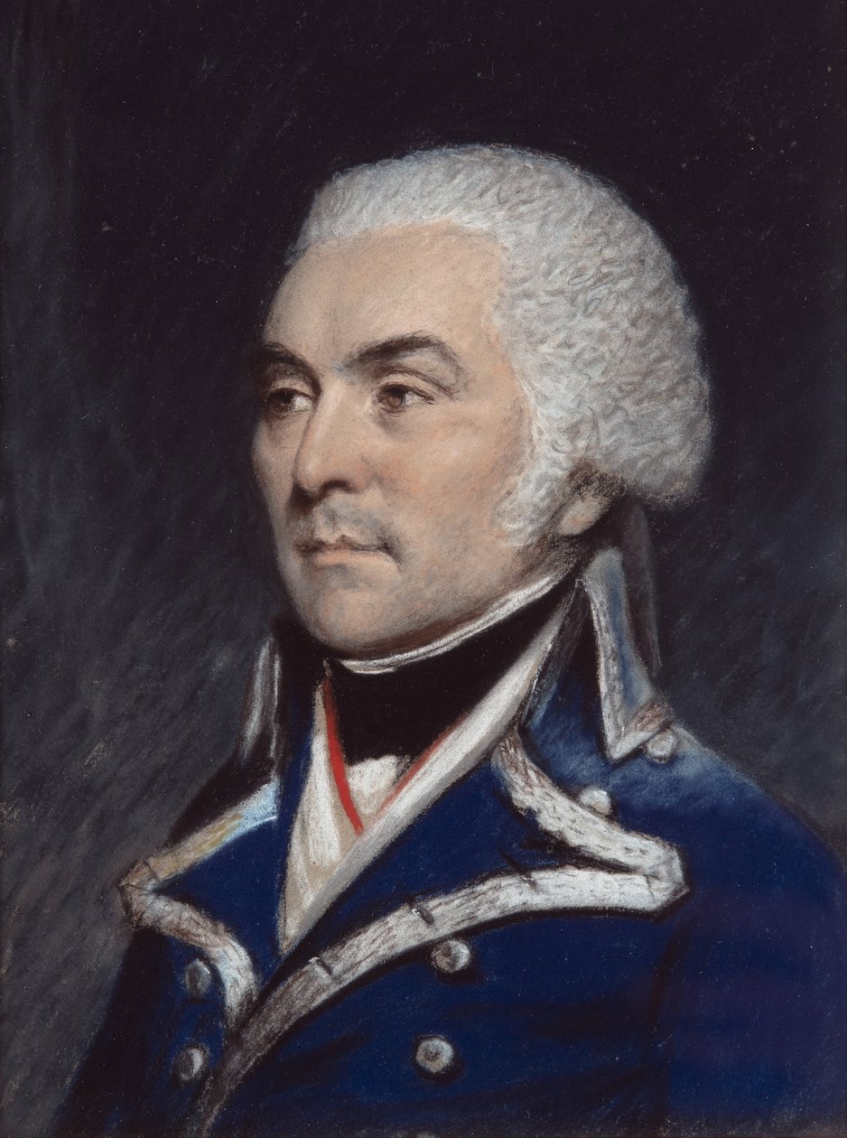 En okänd sjöofficer (pastell på grått papper) av James Sharples