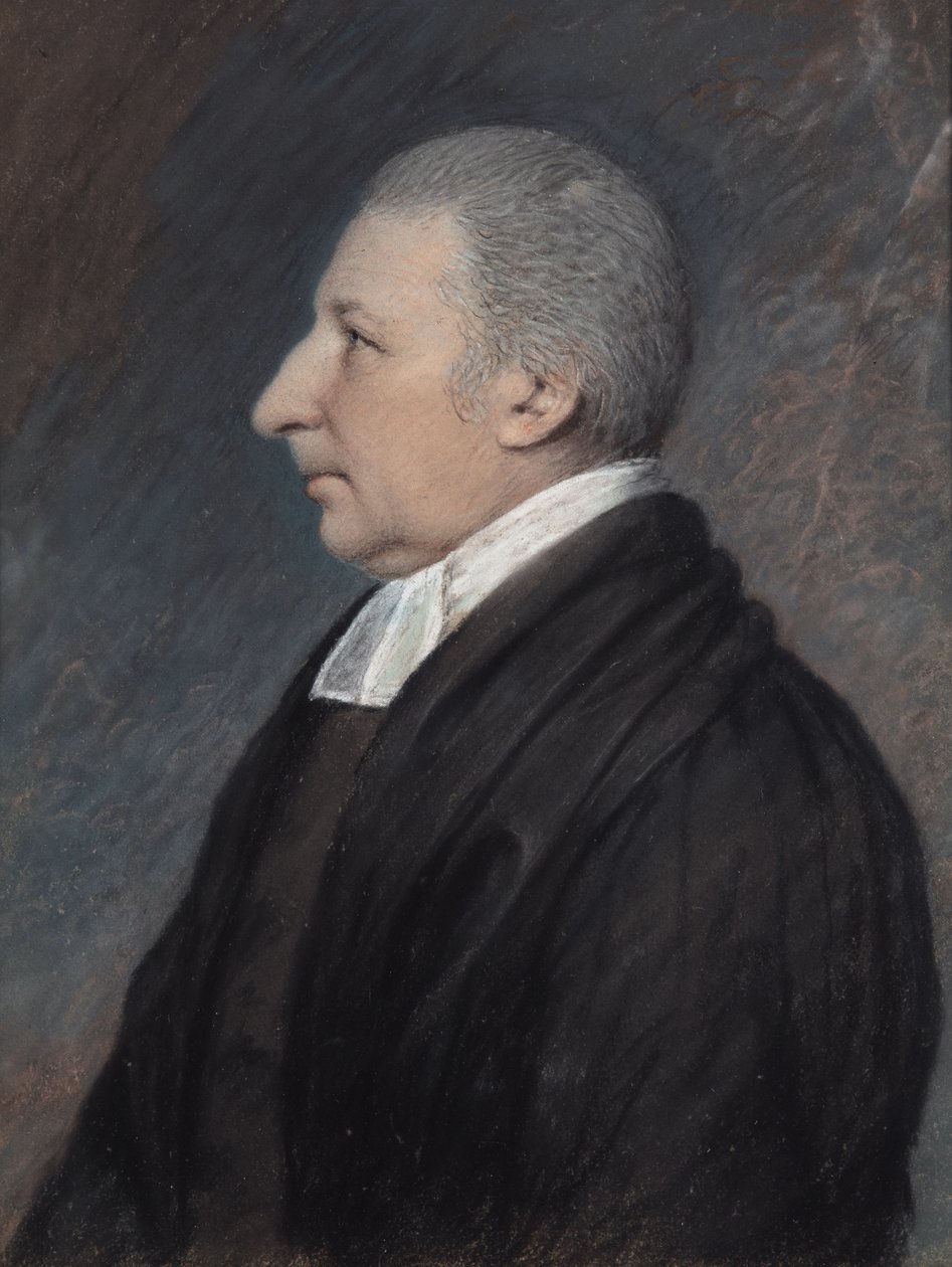 The Rev. Rowland Hill (pastell på grått papper) av James Sharples