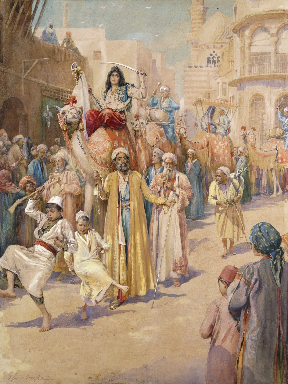 En arabisk bröllopsprocession genom Kairo, av James Shaw Crompton