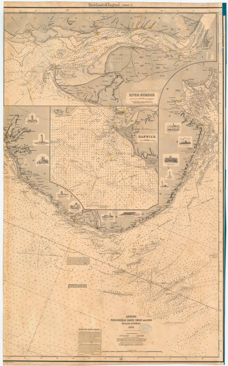 Englands östkust. Blad 2, slutet av 1800-talet (tryck) av James & Son Imray