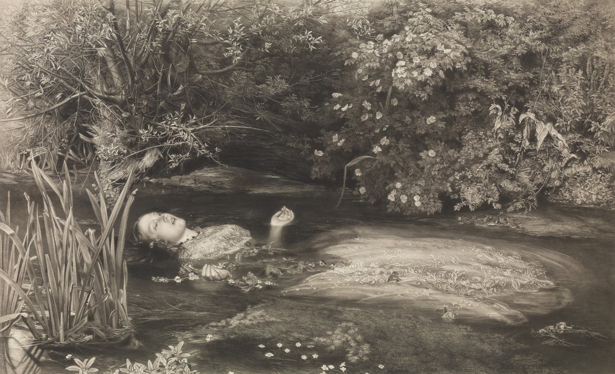 Ophelia Shakespeare, Hamlet, akt 4, scen 7, 1 mars 1866. av James Stephenson