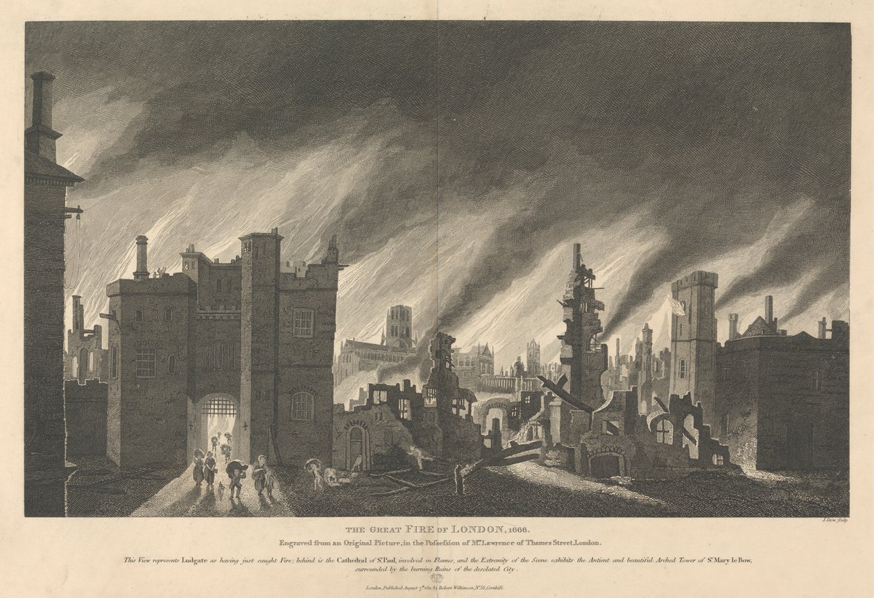 Den stora branden i London, 1666 av James Stow