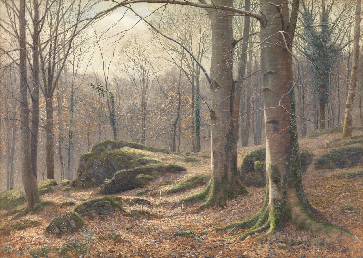 En vintermorgon, rimfrost smälter, 1885-1894 av James Thomas Watts