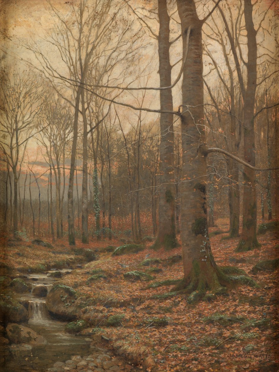 Winter in the Woods, Betws-y-Coed (akvarell och bodycolour) av James Thomas Watts