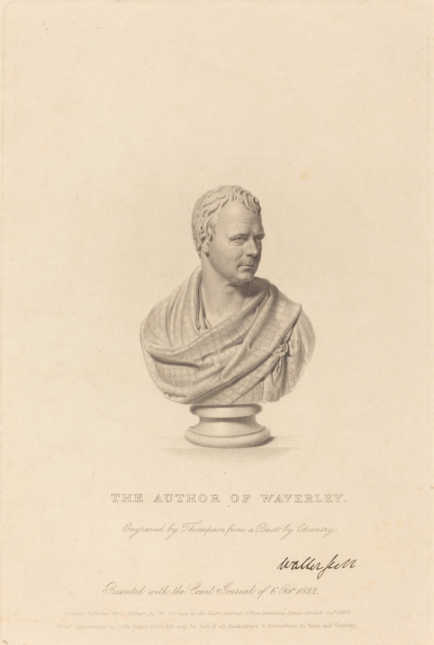 Byst av Sir Walter Scott av James Thomson after Sir Francis Legatt Chantrey