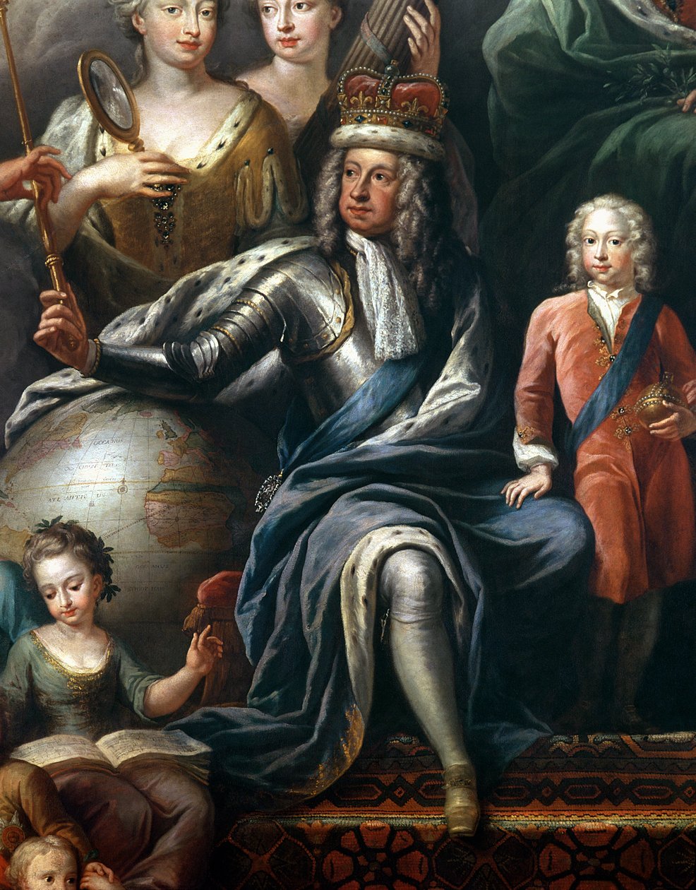George I og hans barnebarn, prins Frederik, detalje fra Painted Hallswed av James Thornhill