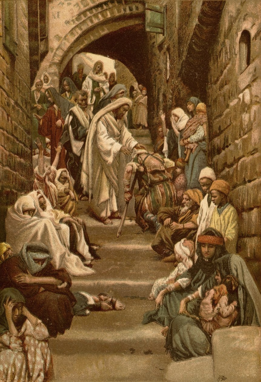 I byarna fördes de sjuka till honom av James Tissot